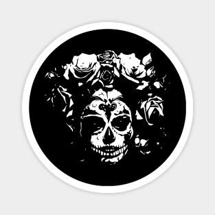 woman skull with roses Magnet